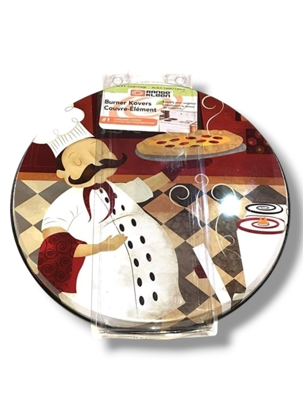 Burner Covers Fat  Chef Stove Range Kleen Range Metal Kitchen Decor Set of 4